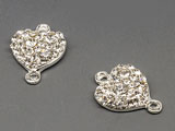 Сърце с камъни 16x12mm, отвор халки 1.5mm  - 5бр.