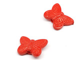 Пеперуда червена 14x11x3.5mm, отвор 1.5mm  - 50g ≈ 177 бр.