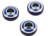Диск синьо око с брокат d=14mm, деб. 5mm,  отвор 1.5mm - 200бр.