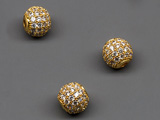 Топче с камъни цвят злато d=8mm, отвор 1.5mm - 10 бр.