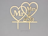 Топер сърца Mr&Mrs 135x130x3.6mm - 1 бр.