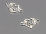 Сърце Love 16.5x10mm, отвор халки 1.6mm - 50 бр.