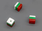 Куб бяло, зелено, червено 6x6x6mm, отвор 2mm - 500 бр.