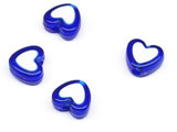 Сърце с бяла среда - синьо 8.5x7.5mm, отвор 1.5mm - 25g ≈ 135 бр.