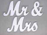 Надписи Mr&Mrs бели ръкописни 47x9cm, дебелина 11.5mm - 10 бр.