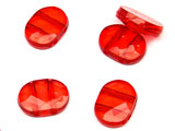Овал с два отвора - червен 11x15x4.5mm, отвор 1.5mm - 25g ≈ 43 бр.