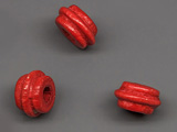 Мънисто червено 10x6mm, отвор 3mm - 25g ≈ 126 бр.