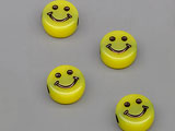Мънисто жълто с усмивка d=9.8mm, дебелина 5mm, отвор 2.4mm - 50g ≈ 158 бр.