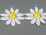 Лента с маргаритки бели с жълто, ширина 2.5cm - 10 ярда