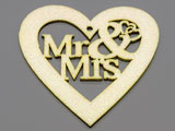 Сърце Mr&Mrs с брокат 79x80x2.8mm - 50 бр.