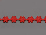Лента от сатен с цветя червена 8mm - 9.8m