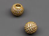Топче с камъни цвят злато d=10mm, отвор 1.8mm - 10 бр.
