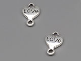 Сърце Love 7.3x11x2mm, отвор халки 1.5mm - 20 бр.