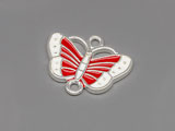 Пеперуда бяло и червено 18.5x15mm, отвор халки 1.8mm - 50 бр.