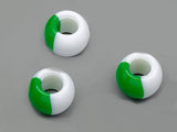 Топче бяло и зелено d=11.5mm, височина 9.5mm, отвор 5mm - 25g ≈ 40 бр.