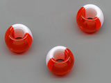 Топче бяло и прозрачно червено d=11.5mm, височина 9.5mm, отвор 5mm - 25g ≈ 40 бр.