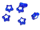 Звезда с бяла среда - синя 9x9.5mm, отвор 1.5mm - 25g ≈ 130 бр.