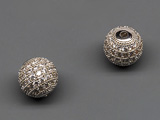 Топче с камъни цвят сребро d=10mm, отвор 1.8mm - 1 бр.