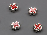 Кръст червен 8x8x3mm, отвор 1.5mm - 100 бр.